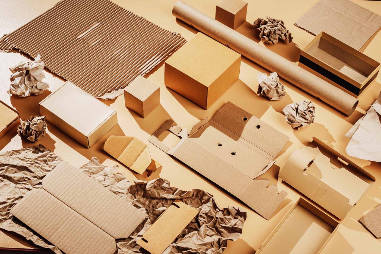 Used cardboard and paper for recycling, secondary raw materials