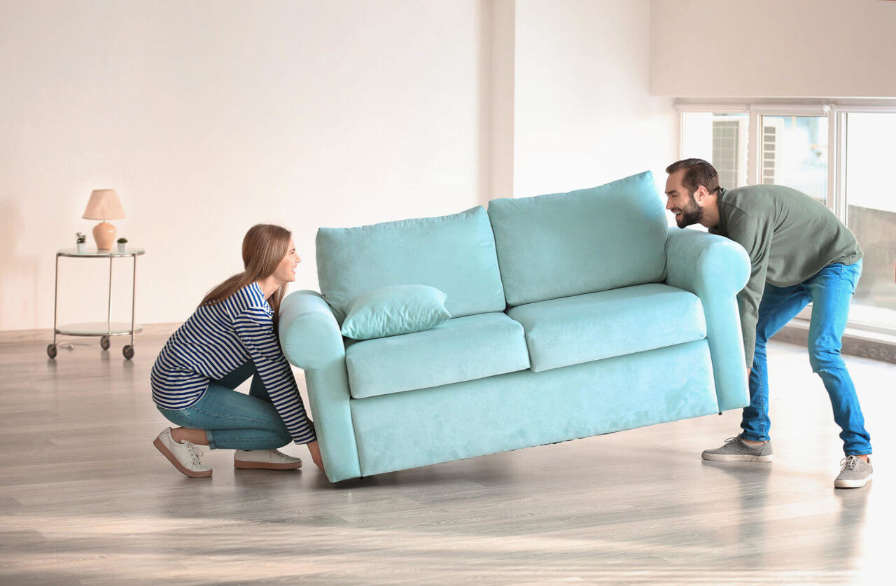 couple moving couch
