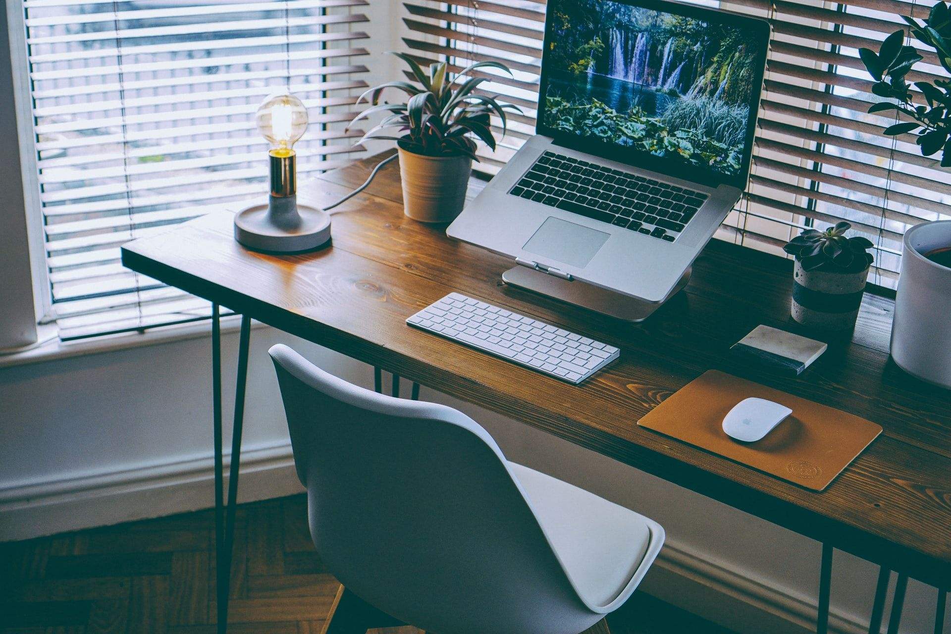 window blinds in home office