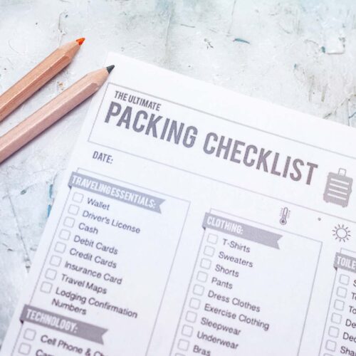 packing checklist. Preparation for vacation. To-do list for traveller before trip. Planning ahead tourist must have items