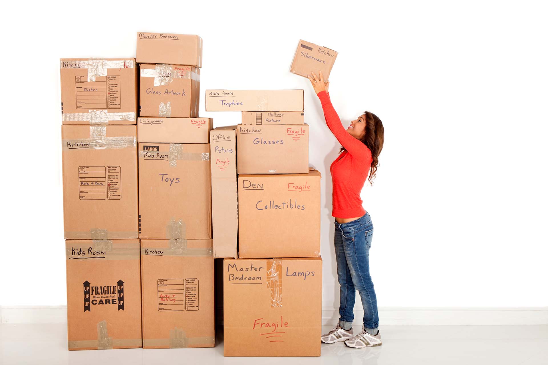 Woman packing and getting ready to move